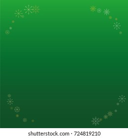Christmas snow powder frame or border of a random scatter snowflakes on a green background. Snow explosion. Ice storm.