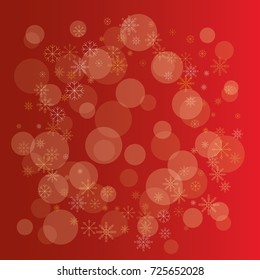 Christmas snow powder frame or border of a random scatter snowflakes on a red background. Snow explosion. Ice storm.