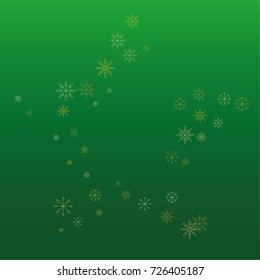 Christmas snow powder frame or border of a random scatter snowflakes on a green background. Snow explosion. Ice storm.