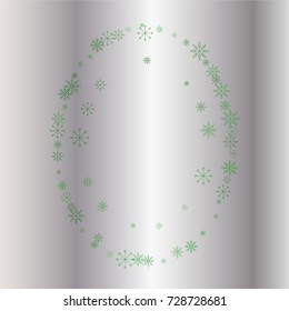 Christmas snow powder frame or border of a random scatter snowflakes on a silver background. Snow explosion. Ice storm.