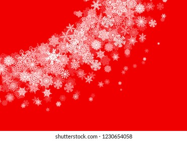 Christmas snow seasonal background with scattered snowflakes falling in winter time for New Years or xmas holiday cards and invitations