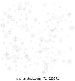Christmas snow splash background of a random scatter snowflakes isolated on white. Snow explosion. Ice storm.