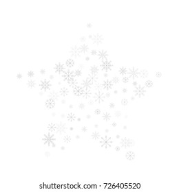 Christmas snow splash background of a random scatter snowflakes isolated on white. Snow explosion. Ice storm.