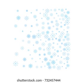 Christmas snow splash background of a random scatter snowflakes isolated on white. Snow explosion. Ice storm.