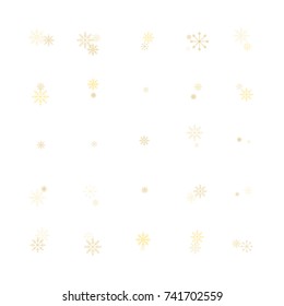 Christmas snow splash background of a random scatter snowflakes isolated on white. Snow explosion. Ice storm.