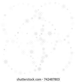 Christmas snow splash background of a random scatter snowflakes isolated on white. Snow explosion. Ice storm.
