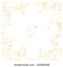 Christmas snow splash background of a random scatter snowflakes isolated on white. Snow explosion. Ice storm.