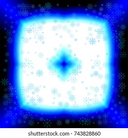 Christmas snow splash background of a random scatter snowflakes on white-blue background. Snow explosion. Ice storm.