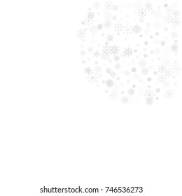 Christmas snow splash background of a random scatter snowflakes isolated on white. Snow explosion. Ice storm.
