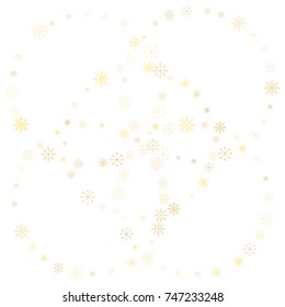 Christmas snow splash background of a random scatter snowflakes isolated on white. Snow explosion. Ice storm.