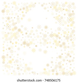 Christmas snow splash background of a random scatter snowflakes isolated on white. Snow explosion. Ice storm.