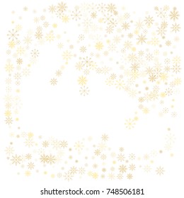 Christmas snow splash background of a random scatter snowflakes isolated on white. Snow explosion. Ice storm.