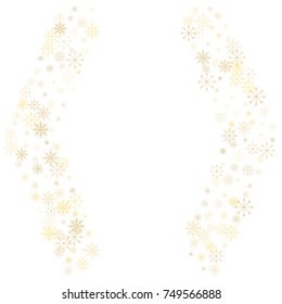 Christmas snow splash background of a random scatter snowflakes isolated on white. Snow explosion. Ice storm.
