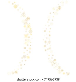 Christmas snow splash background of a random scatter snowflakes isolated on white. Snow explosion. Ice storm.