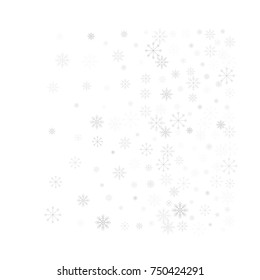 Christmas snow splash background of a random scatter snowflakes isolated on white. Snow explosion. Ice storm.