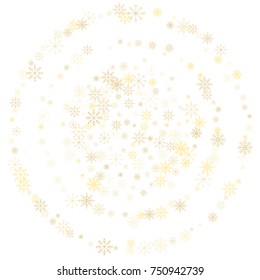 Christmas snow splash background of a random scatter snowflakes isolated on white. Snow explosion. Ice storm.