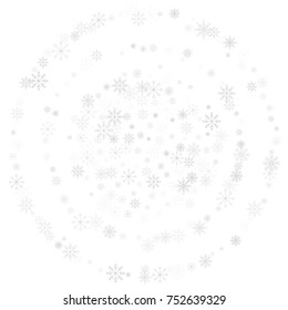 Christmas snow splash background of a random scatter snowflakes isolated on white. Snow explosion. Ice storm.