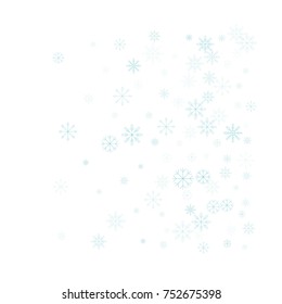Christmas snow splash background of a random scatter snowflakes isolated on white. Snow explosion. Ice storm.