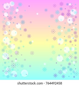 Christmas snow splash background of a random scatter snowflakes on a colorful background. Snow explosion. Ice storm.