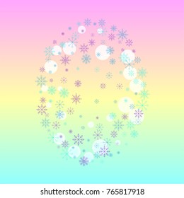 Christmas snow splash background of a random scatter snowflakes on a colorful background. Snow explosion. Ice storm.