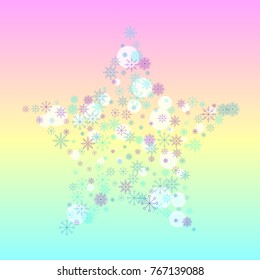 Christmas snow splash background of a random scatter snowflakes on a colorful background. Snow explosion. Ice storm.