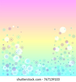 Christmas snow splash background of a random scatter snowflakes on a colorful background. Snow explosion. Ice storm.