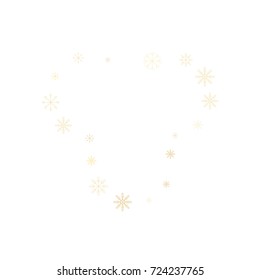 Christmas snow splash frame or border of a random scatter snowflakes isolated on white. Snow explosion. Ice storm.