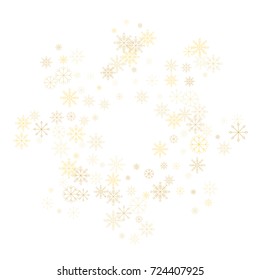Christmas snow splash frame or border of a random scatter snowflakes isolated on white. Snow explosion. Ice storm.