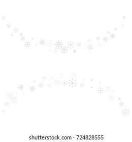 Christmas snow splash frame or border of a random scatter snowflakes isolated on white. Snow explosion. Ice storm.