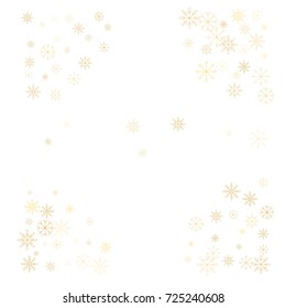 Christmas snow splash frame or border of a random scatter snowflakes isolated on white. Snow explosion. Ice storm.
