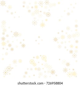 Christmas snow splash frame or border of a random scatter snowflakes isolated on white. Snow explosion. Ice storm.