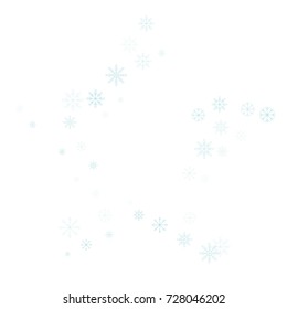 Christmas snow splash frame or border of a random scatter snowflakes isolated on white. Snow explosion. Ice storm.