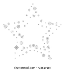 Christmas snow splash frame or border of a random scatter snowflakes isolated on white. Snow explosion. Ice storm.