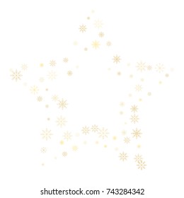 Christmas snow splash frame or border of a random scatter snowflakes isolated on white. Snow explosion. Ice storm.
