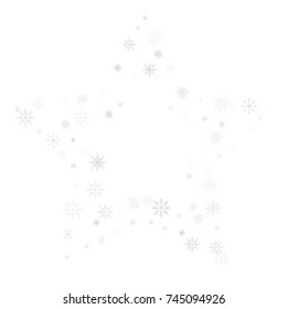 Christmas snow splash frame or border of a random scatter snowflakes isolated on white. Snow explosion. Ice storm.