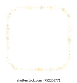 Christmas snow splash frame or border of a random scatter snowflakes isolated on white. Snow explosion. Ice storm.