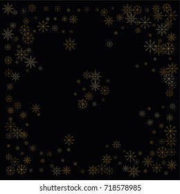 Christmas snow spray background of a random scatter snowflakes isolated on black. Snow explosion. Ice storm.