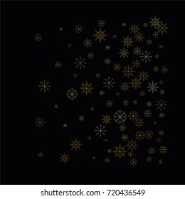 Christmas snow spray background of a random scatter snowflakes isolated on black. Snow explosion. Ice storm.