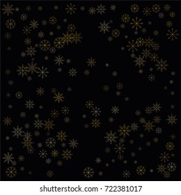 Christmas snow spray background of a random scatter snowflakes isolated on black. Snow explosion. Ice storm.