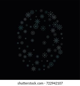 Christmas snow spray background of a random scatter snowflakes isolated on black. Snow explosion. Ice storm.