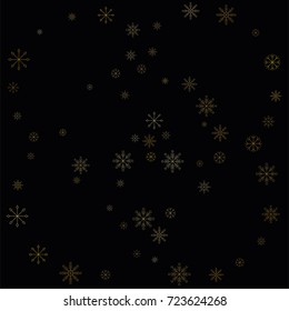Christmas snow spray background of a random scatter snowflakes isolated on black. Snow explosion. Ice storm.