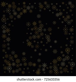 Christmas snow spray background of a random scatter snowflakes isolated on black. Snow explosion. Ice storm.