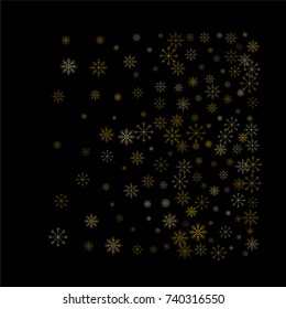 Christmas snow spray background of a random scatter snowflakes isolated on black. Snow explosion. Ice storm.