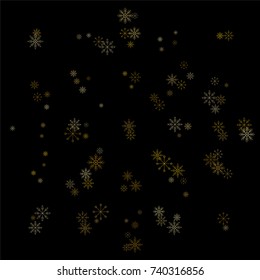Christmas snow spray background of a random scatter snowflakes isolated on black. Snow explosion. Ice storm.