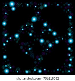 Christmas snow spray background of a random scatter snowflakes isolated on black. Snow explosion. Ice storm.
