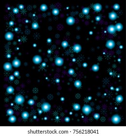 Christmas snow spray background of a random scatter snowflakes isolated on black. Snow explosion. Ice storm.