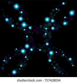 Christmas snow spray background of a random scatter snowflakes isolated on black. Snow explosion. Ice storm.