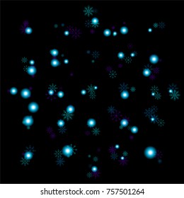 Christmas snow spray background of a random scatter snowflakes isolated on black. Snow explosion. Ice storm.