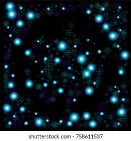 Christmas snow spray background of a random scatter snowflakes isolated on black. Snow explosion. Ice storm.