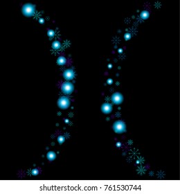Christmas snow spray background of a random scatter snowflakes isolated on black. Snow explosion. Ice storm.